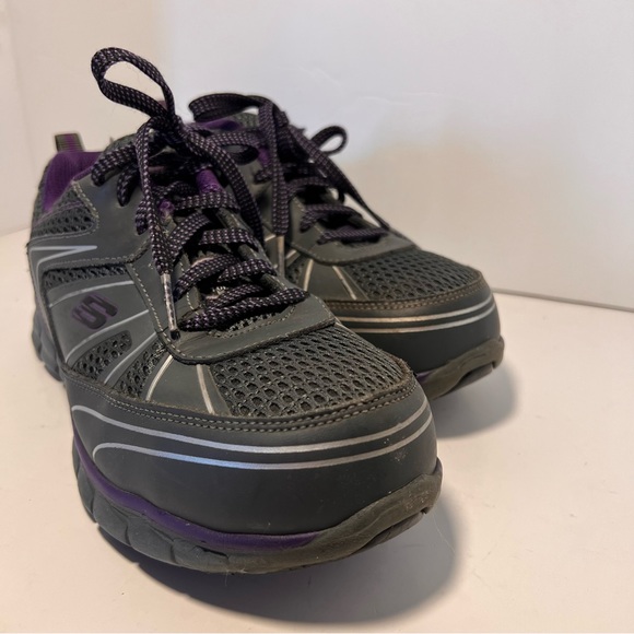 Skechers Work Algonac Alloy Toe Work Slip Resistant Size 6.5 Women’s Purple Flex - Picture 2 of 9
